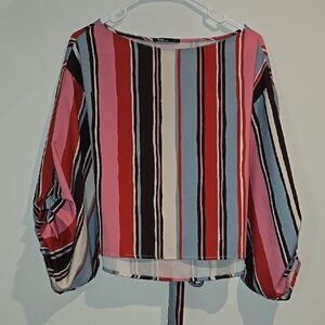 Red Puff Sleeve Crop Blouse